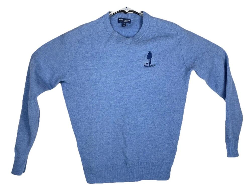 Peter Millar Crown Crafted Merino Wool Crewneck Sweater Medium Blue Lightweight